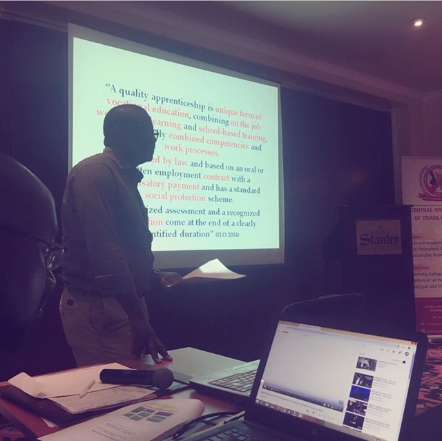 BRO. BEN MANGENI PRESENTING ON THE BETTER UTILIZATION OF SKILLS FOR YOUTH.