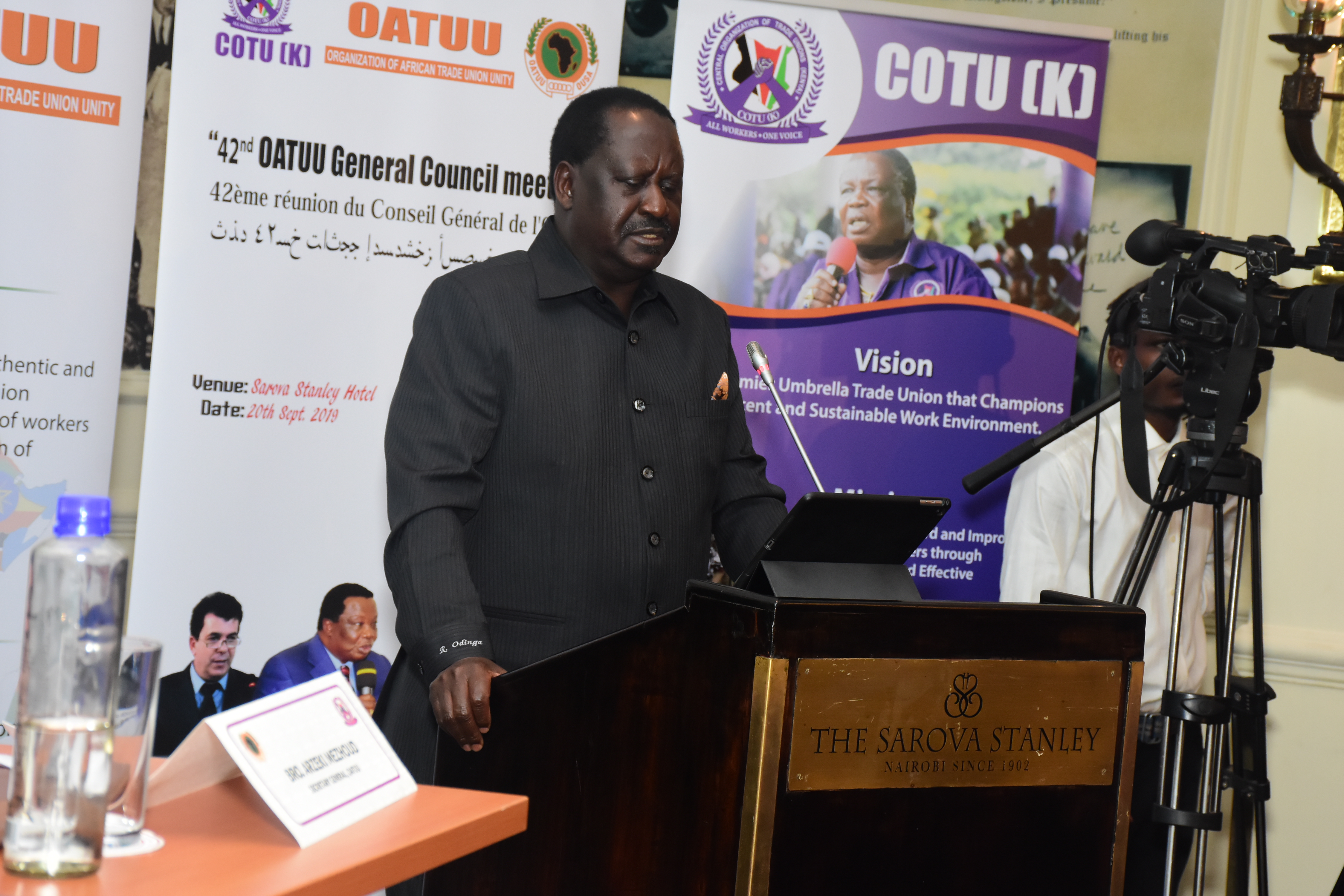 Hon. Raila A. Odinga delivering his speech at the 42nd Session of OATUU General Council.